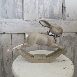 Jolie Fleur Farmhouse Rocking Easter Bunny Rabbit Decor NWT